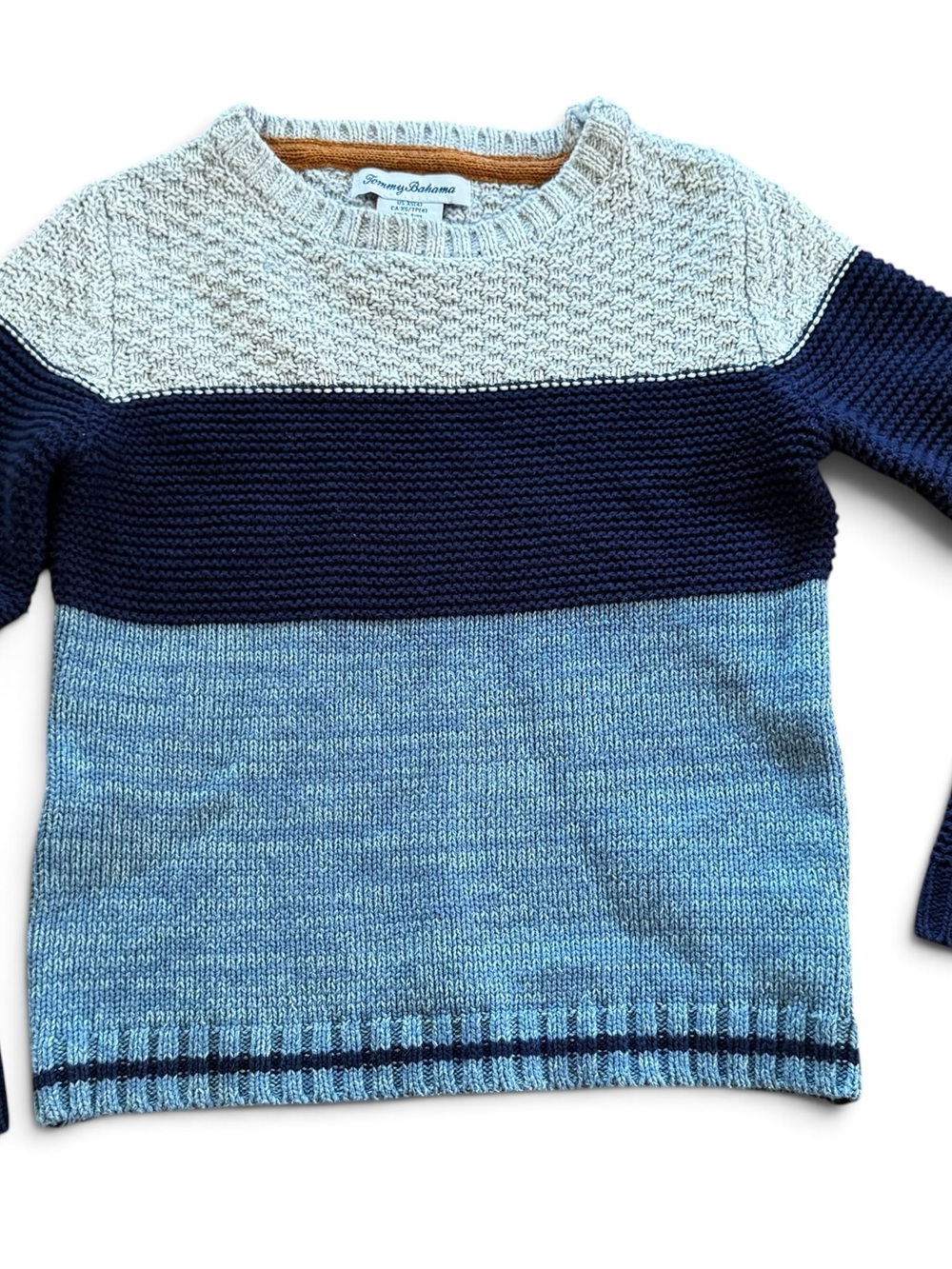 Tommy Bahama kids Colorblock Crewneck Sweater - Light Blue/Navy/gray 4